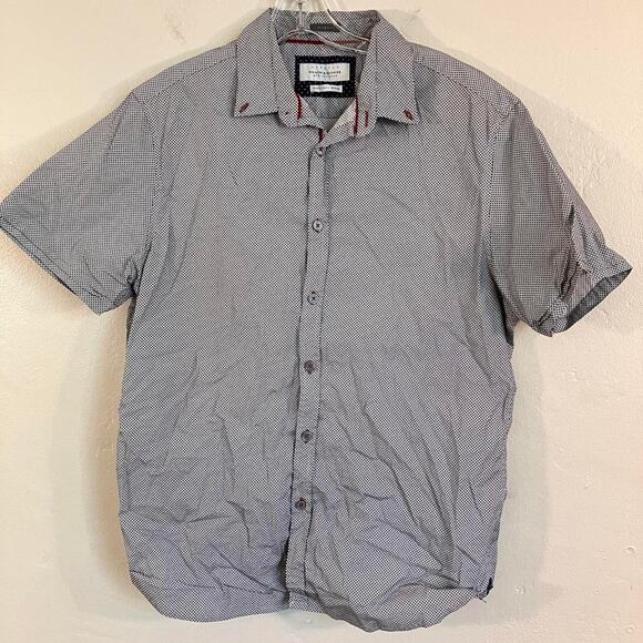 Ricky Singh Denim & Flower Slim Fit Short Sleeve Casual‎ Button Up - Picture 1 of 5